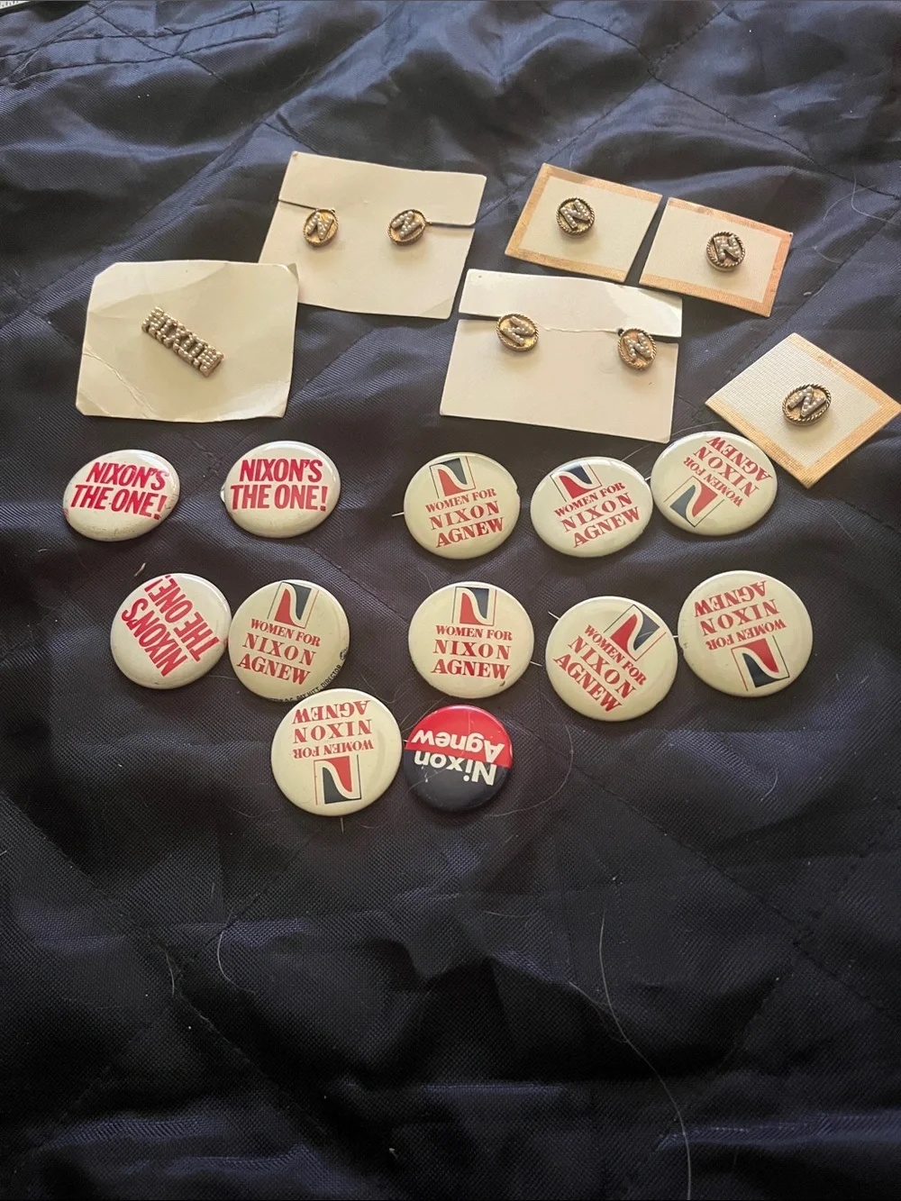 Vintage Political Button Assortment - Red, White, Blue Nixon Agrew